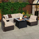 7 Pieces Patio Furniture Set with 35 Inches 50000 BTU Propane Gas Fire Pit Table and Waterproof Cover for Firpit by LJGDeals