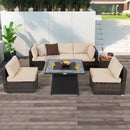 7 Pieces Patio Furniture Set with 35 Inches 50000 BTU Propane Gas Fire Pit Table and Waterproof Cover for Firpit by LJGDeals