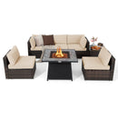 7 Pieces Patio Furniture Set with 35 Inches 50000 BTU Propane Gas Fire Pit Table and Waterproof Cover for Firpit by LJGDeals