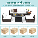 7 Pieces Patio Furniture Set with 35 Inches 50000 BTU Propane Gas Fire Pit Table and Waterproof Cover for Firpit by LJGDeals
