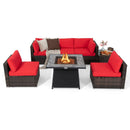 7 Pieces Patio Furniture Set with 35 Inches 50000 BTU Propane Gas Fire Pit Table and Waterproof Cover for Firpit by LJGDeals