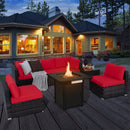 7 Pieces Patio Furniture Set with 28 Inches 50000 BTU Propane Gas Fire Pit Table by LJGDeals