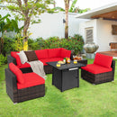 7 Pieces Patio Furniture Set with 28 Inches 50000 BTU Propane Gas Fire Pit Table by DirectDeals