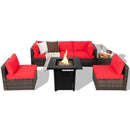7 Pieces Patio Furniture Set with 28 Inches 50000 BTU Propane Gas Fire Pit Table by LJGDeals