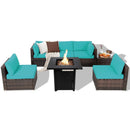 7 Pieces Patio Furniture Set with 28 Inches 50000 BTU Propane Gas Fire Pit Table by LJGDeals