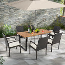 7 Pieces Patio Rattan Dining Set with Umbrella Hole-L by LJGDeals
