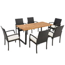 7 Pieces Patio Rattan Dining Set with Umbrella Hole-L by LJGDeals