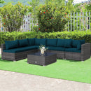 7 Pieces Patio Rattan Furniture Set Sectional Sofa Garden Cushion by LJGDeals