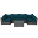 7 Pieces Patio Rattan Furniture Set Sectional Sofa Garden Cushion by LJGDeals