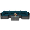 7 Pieces Patio Rattan Furniture Set Sectional Sofa Garden Cushion by LJGDeals