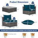 7 Pieces Patio Rattan Furniture Set Sectional Sofa Garden Cushion
