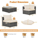 7 Pieces Patio Rattan Furniture Set Sectional Sofa Garden Cushion by LJGDeals