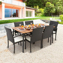 7 Pieces Patio Wicker Cushioned Dining Set with Umbrella Hole by LJGDeals