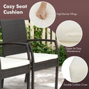 7 Pieces Patio Wicker Cushioned Dining Set with Umbrella Hole