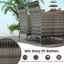 7 Pieces Patio Acacia Wood Cushioned PE Rattan Wicker Dining Set by LJGDeals