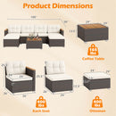 7 Pieces Wicker Conversation Set with Wood Armrests for Backyard-White by DirectDeals