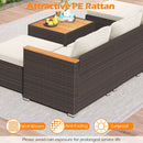 7 Pieces Wicker Conversation Set with Wood Armrests for Backyard-White by DirectDeals