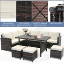 7 Pieces Wicker Patio Furniture Set-White by LJGDeals