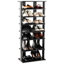 7-Tier Dual Shoe Rack Free Standing Shelves Storage Shelves Concise-Black by LJGDeals