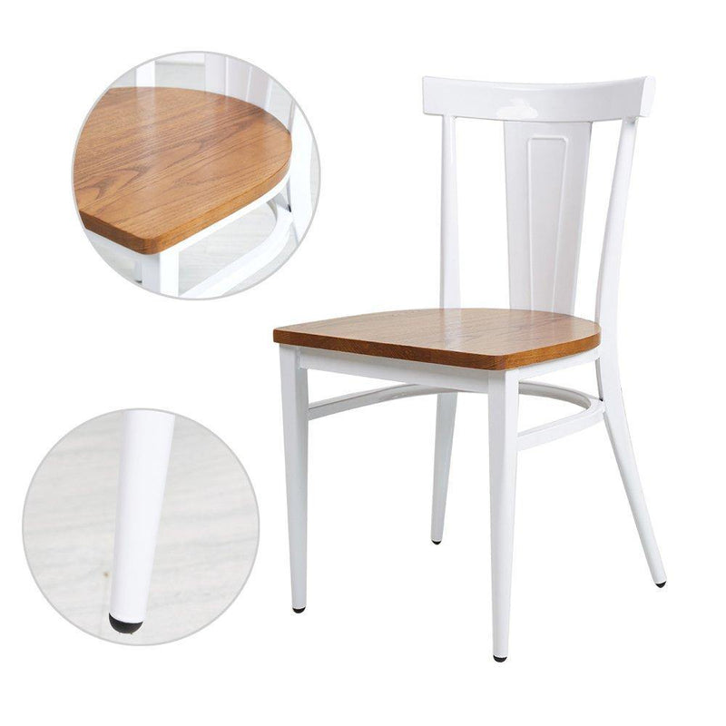 2 Packs High Back Dining Chairs Metal Leg Side Chairs, White