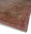 Overdyed 8x11 Hand Knotted Pink and Brown Traditional Oushak Wool Rug by The Rug Decor