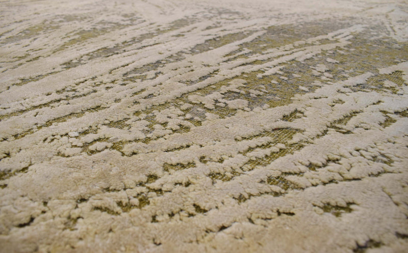 Abstract Handmade Wool & Original Silk 8x10 Area Rug | TRD1661810