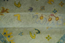Beige and Blue Hand Knotted 8x10 Traditional Floral wool area rug by The Rug Decor