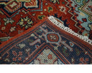 Hand knotted Brown, Aqua and Blue Traditional Heriz Serapi wool area rug by The Rug Decor