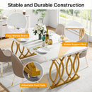 63" Modern Dining Table with Faux Marble Tabletop for 4-6 People