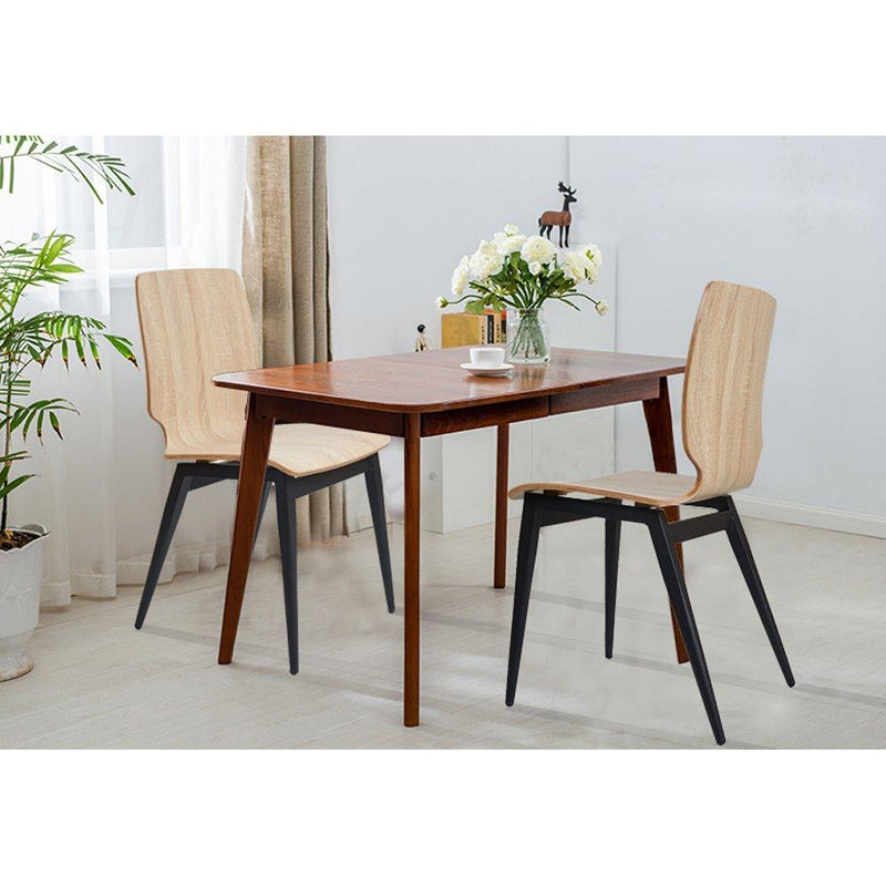 Set of 4 Kitchen Dining Chairs with Bentwood Seat and Metal Legs, Ergonomic Design, Natural