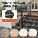 Outdoor Stair Handrail for 1–4 Steps, Adjustable Black Steel Railing by 2Dropme