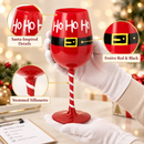 Ho Ho Ho Santa's Christmas Stemmed Wine & Water Glasses - Set of 2