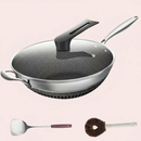 13.3″ Stainless Steel Wok Pan with Lid & Spatula – Nonstick – All Cooktops by 2Dropme