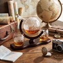 Etched World Decanter Whiskey Globe