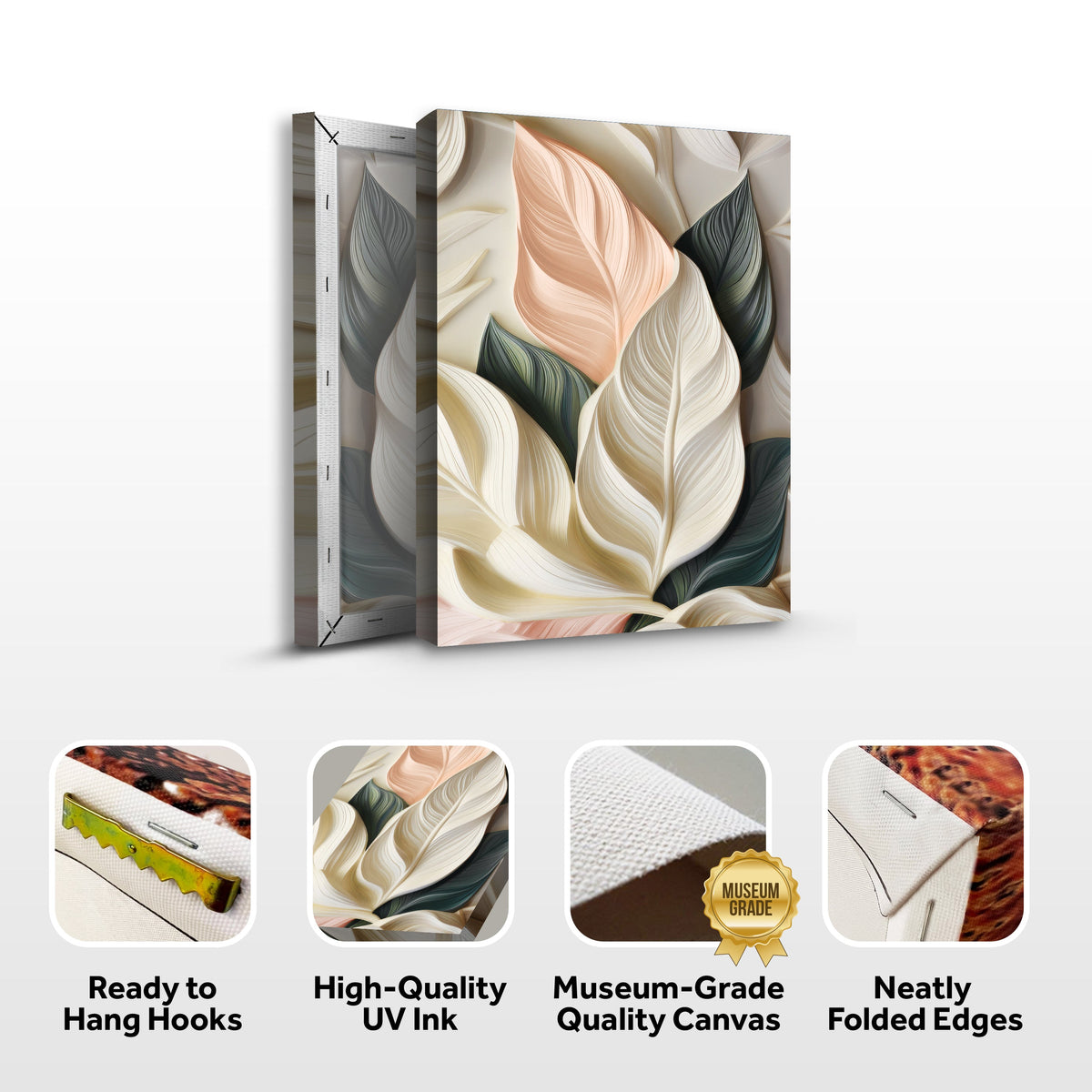 Elegant 3D Pastel Leaf Wall Art, photo 8 of 10