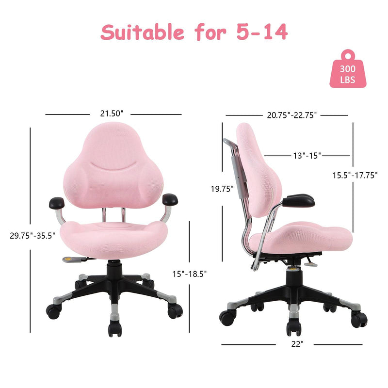 Ergonomic Children Kids Study Desk Chair Swivel Chair with Adjustable Height Mesh Mid-Back, Pink