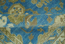 Antique design 8x10 Blue and Olive Traditional Oriental Oushak wool area rug by The Rug Decor