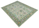 Beige Blue Purple Traditional Floral Hand Tufted Wool Area Rug