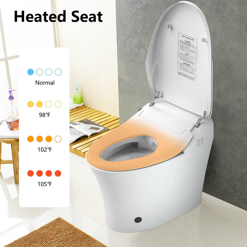 Smart Toilet with Wireless Remote, Multiple Spray Modes, Heated Seat with Warm Water Sprayer and Dryer, Foot Sensor