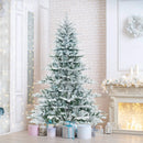 7 Feet Snow Flocked Artificial Christmas Tree with Cool White LED Lights by LJGDeals