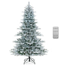 7 Feet Snow Flocked Artificial Christmas Tree with Cool White LED Lights by LJGDeals