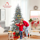 7 Feet Snow Flocked Artificial Christmas Tree with Cool White LED Lights