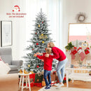 7 Feet Snow Flocked Artificial Christmas Tree with Cool White LED Lights by LJGDeals