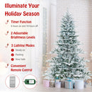 7 Feet Snow Flocked Artificial Christmas Tree with Cool White LED Lights