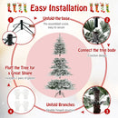 7 Feet Snow Flocked Artificial Christmas Tree with Cool White LED Lights by LJGDeals
