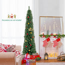 5/6/7/8 Feet Pencil Christmas Tree with 295/392/523/671 Memory Wire Branch Tips and Upgraded Metal Stand-7 ft