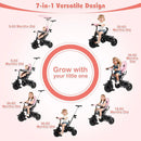 7-in-1 Baby Stroller Tricycle with Adjustable Canopy and Foldable Footrests for Ages 9-60 Months Old by LJGDeals