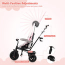 7-in-1 Baby Stroller Tricycle with Adjustable Canopy and Foldable Footrests for Ages 9-60 Months Old
