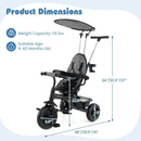 7-in-1 Baby Stroller Tricycle with Adjustable Canopy and Foldable Footrests for Ages 9-60 Months Old by LJGDeals