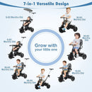 7-in-1 Baby Stroller Tricycle with Adjustable Canopy and Foldable Footrests for Ages 9-60 Months Old by LJGDeals